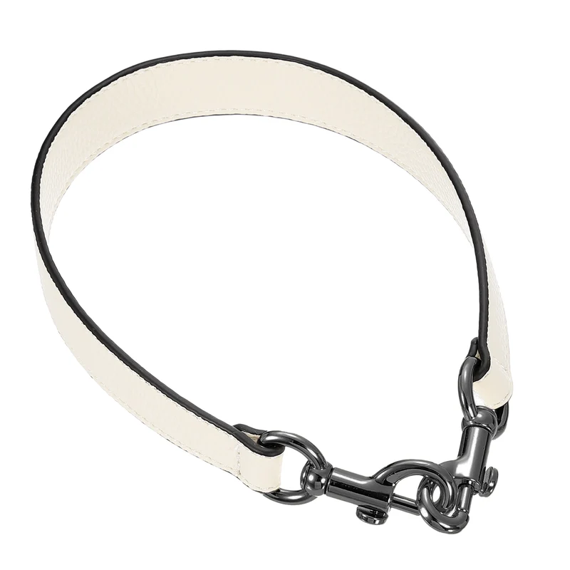 19.29 Inch PU Leather Short Bag Strap with Clasp, Beige, Grey Buckle
