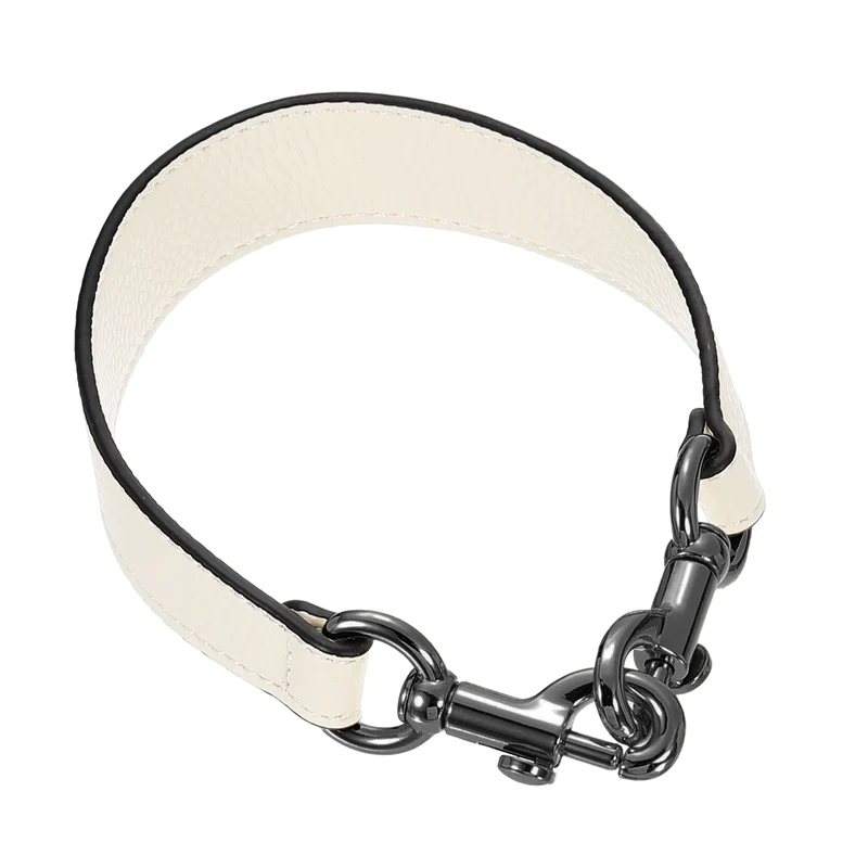 14.17 Inch PU Leather Short Bag Strap with Clasp, Beige, Grey Buckle