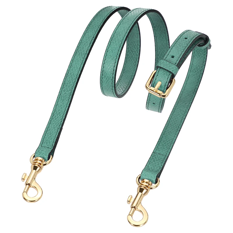 Leather Bag Strap, 37.4"-45.3" Crossbody Straps (Lake Blue, Gold Buckle)