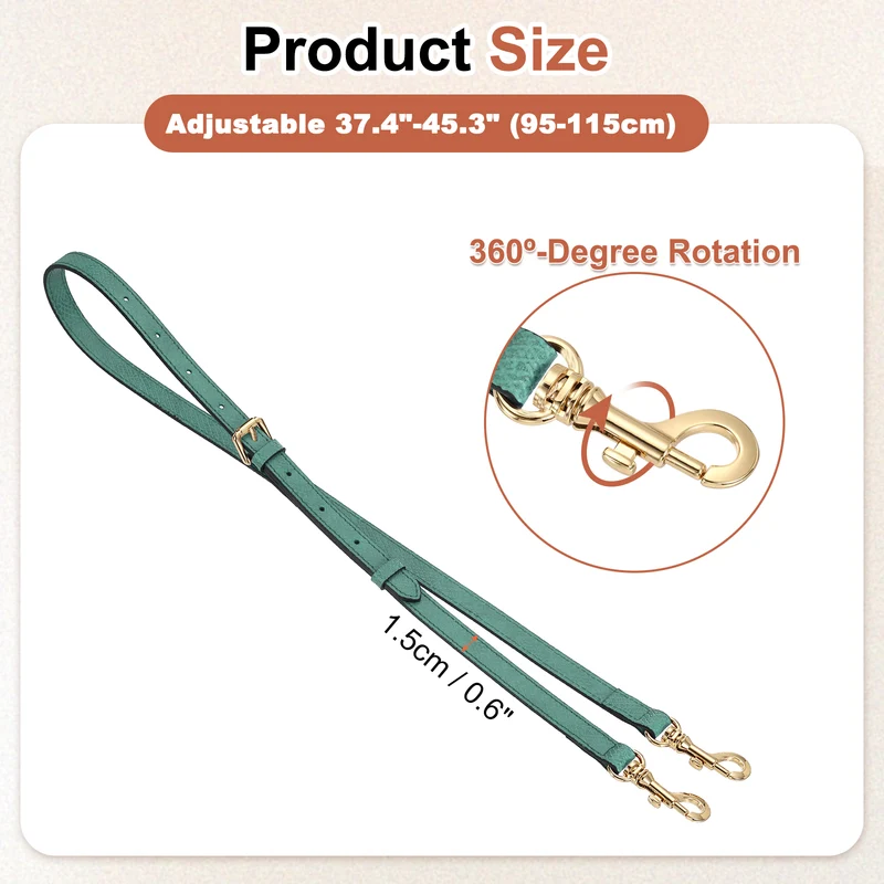 Leather Bag Strap, 37.4"-45.3" Crossbody Straps (Lake Blue, Gold Buckle)