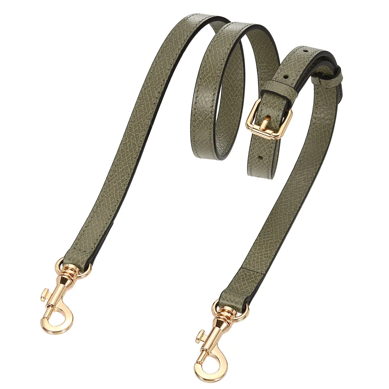 Leather Bag Strap, 37.4"-45.3" Crossbody Straps (Apricot, Gold Buckle)