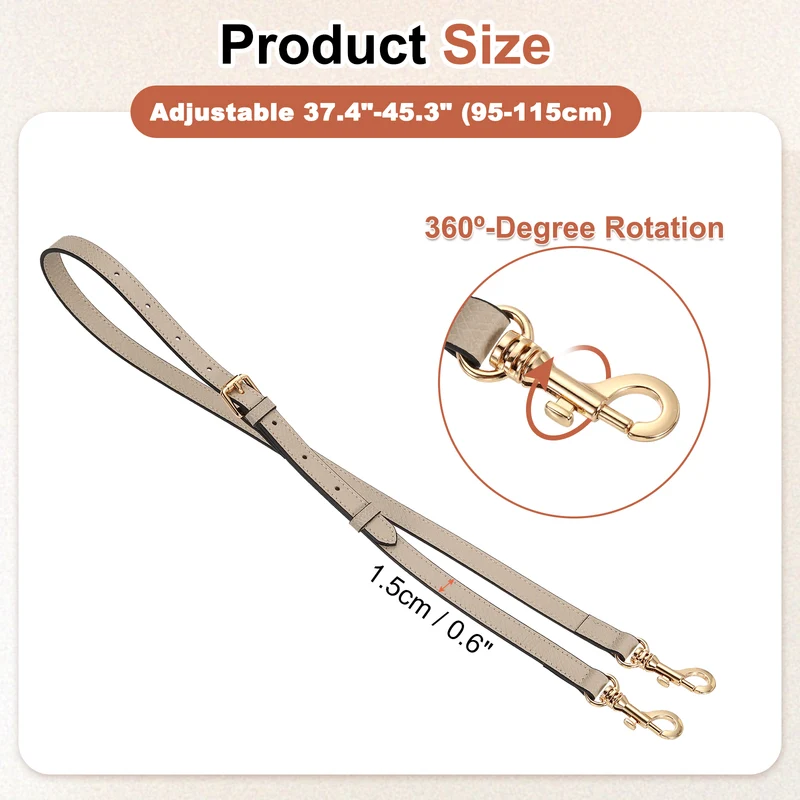Leather Bag Strap, 37.4"-45.3" Crossbody Straps (Pink, Gold Buckle)