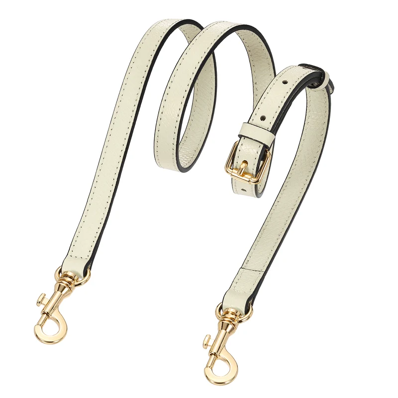 Leather Bag Strap, 37.4"-45.3" Crossbody Straps (Grey, Gold Buckle)