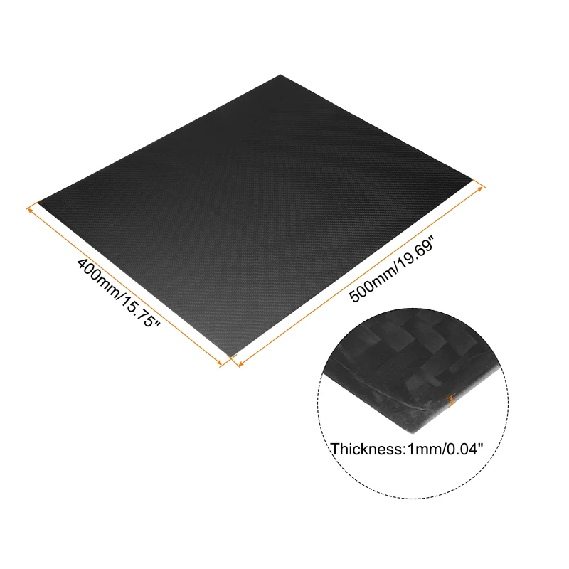 1 Pcs Carbon Fiber Sheet 500x400x1mm Matte Finish Plain Weave Panel Sheet