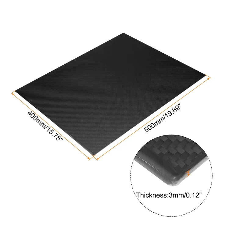 1 Pcs Carbon Fiber Sheet 500x400x3mm Matte Finish Plain Weave Panel Sheet