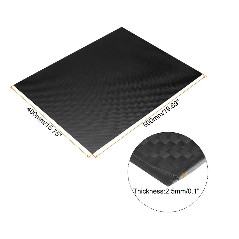 1 Pcs Carbon Fiber Sheet 500x400x2.5mm Matte Finish Plain Weave Panel Sheet