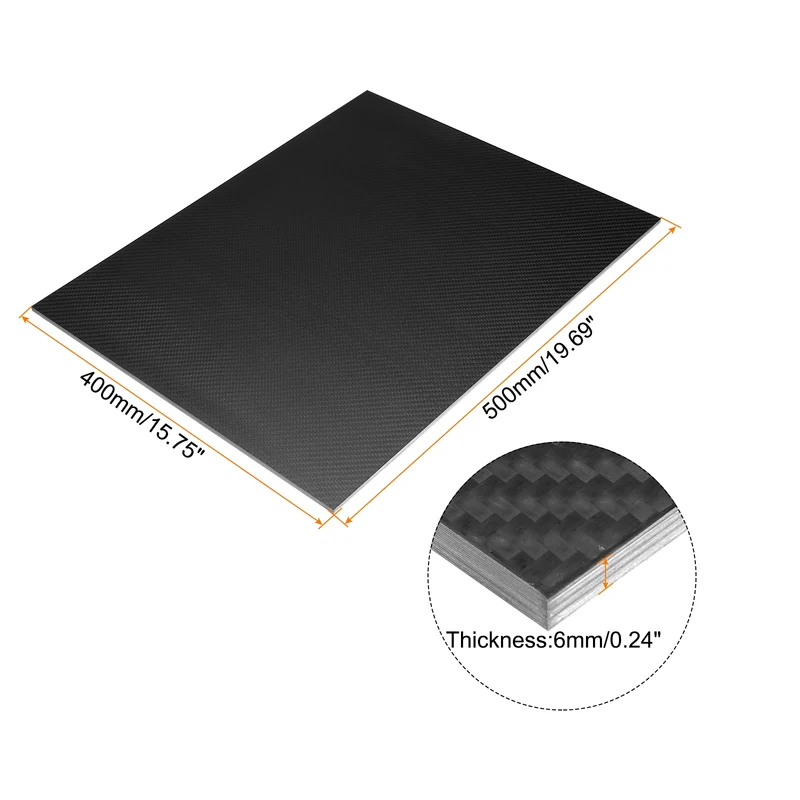 1 Pcs Carbon Fiber Sheet 500x400x6mm Matte Finish Plain Weave Panel Sheet