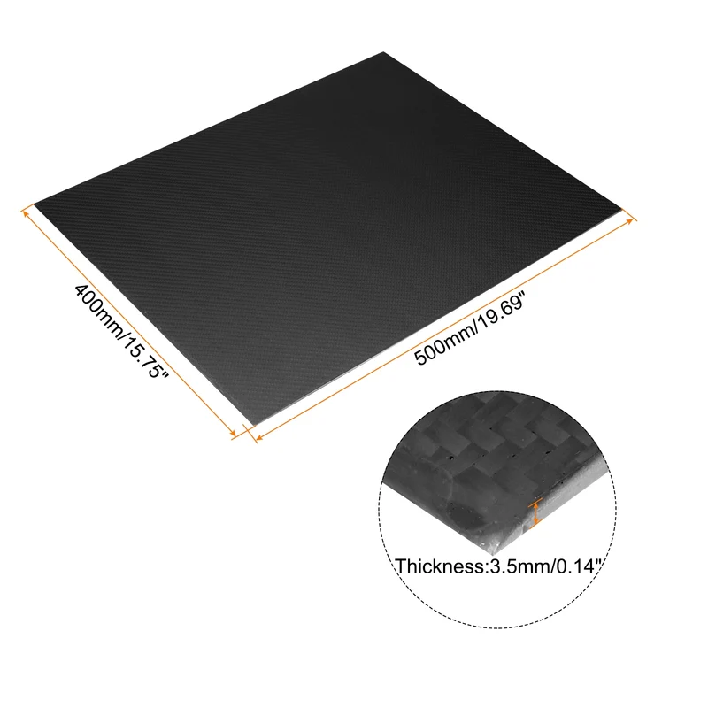 1 Pcs Carbon Fiber Sheet 500x400x3.5mm Matte Finish Plain Weave Panel Sheet