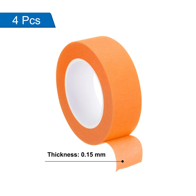 4 Pcs 0.8 Inch Wide 14 Yards Orange Masking Tape Painters Tape Rolls
