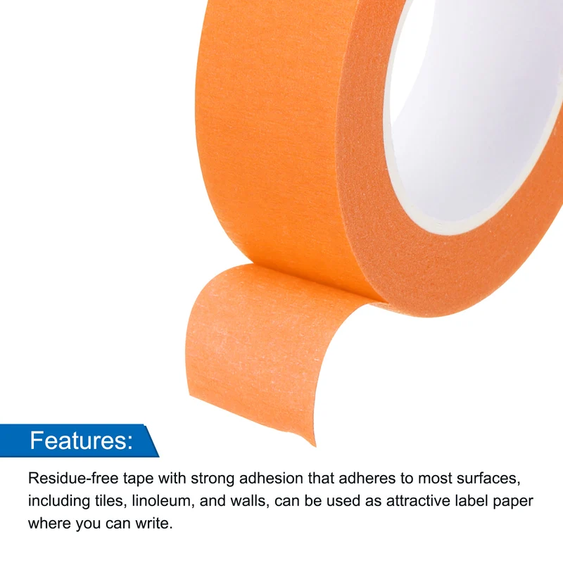 4 Pcs 0.8 Inch Wide 14 Yards Orange Masking Tape Painters Tape Rolls
