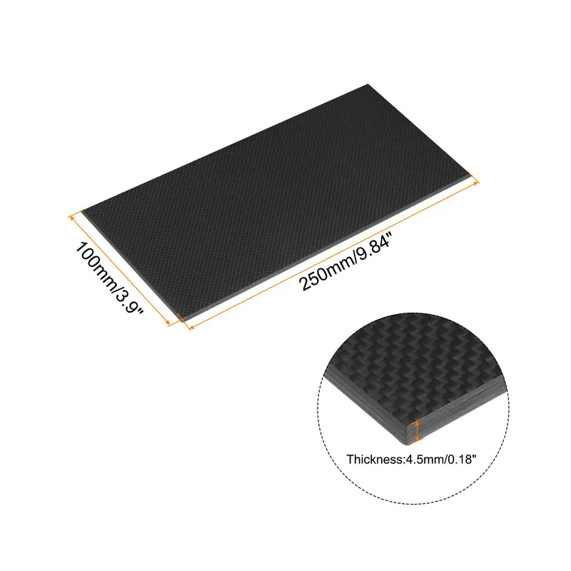 1 Pcs Carbon Fiber Sheet 250×100×4.5mm Glossy Surface Plain Weave Panel Sheet