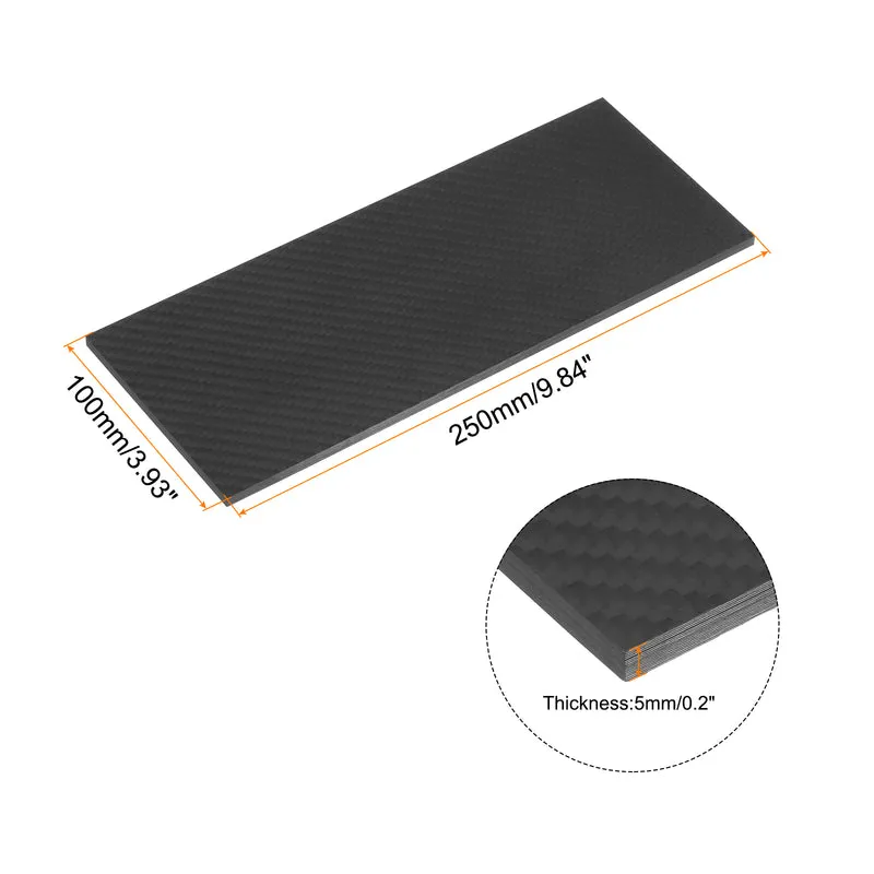 1 Pcs Carbon Fiber Sheet 250×100×5mm Matte Surface Twill Weave Panel Sheet
