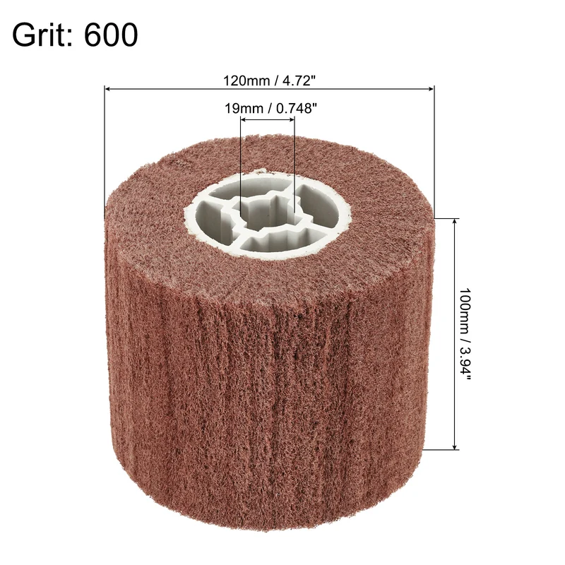 2pcs 120x100mm 600 Grit Non-Woven Wire Drawing Abrasive Polishing Wheel Red