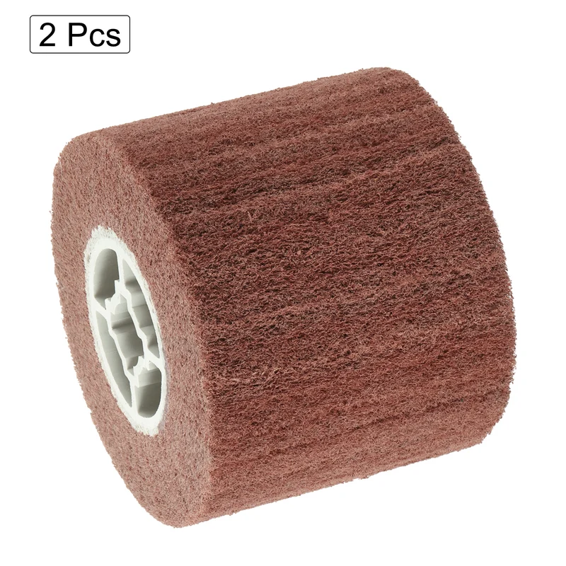 2pcs 120x100mm 320 Grit Non-Woven Wire Drawing Abrasive Polishing Wheel Red