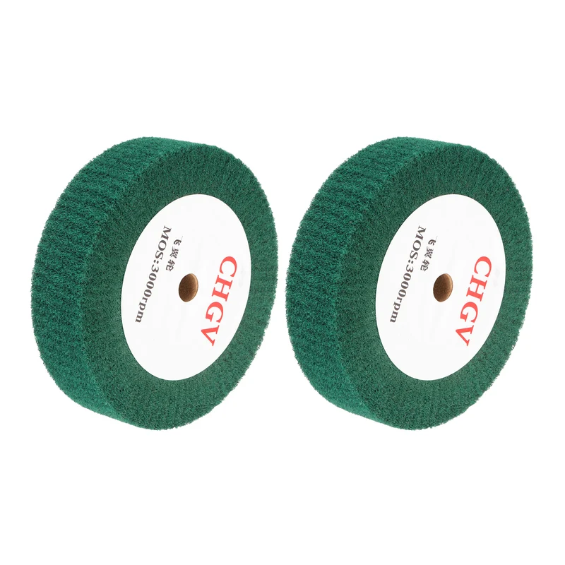 2pcs 200x50mm 240 Grit Non-Woven Wire Drawing Abrasive Polishing Wheel Green