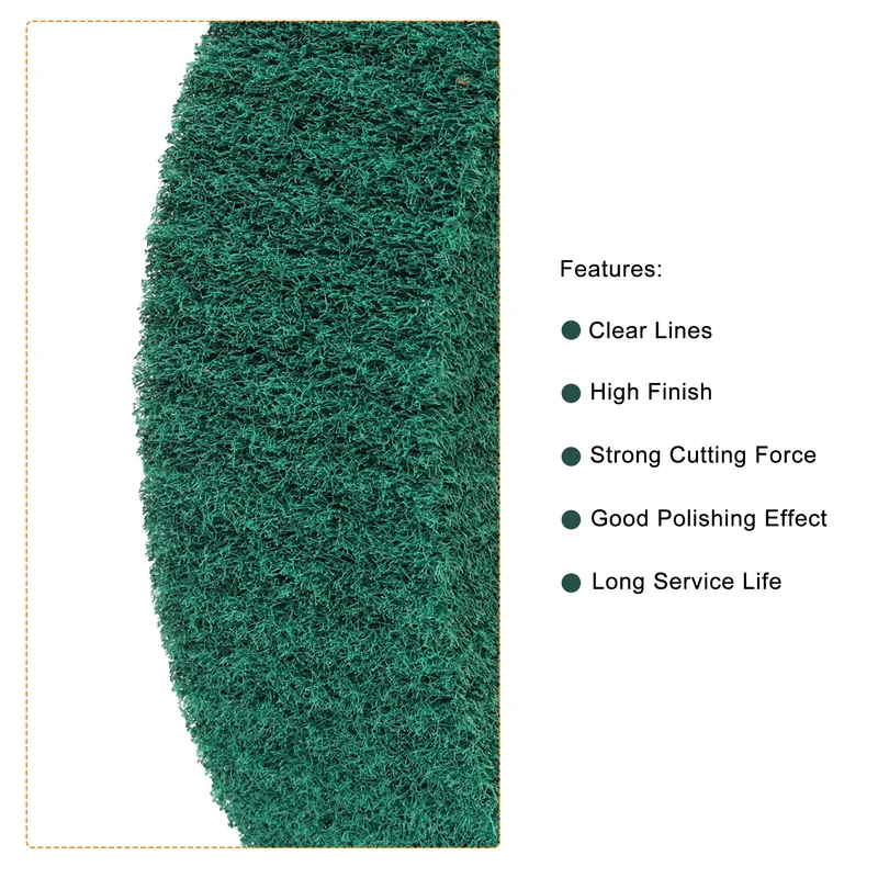 2pcs 200x50mm 240 Grit Non-Woven Wire Drawing Abrasive Polishing Wheel Green