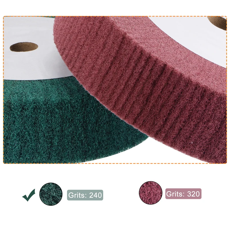 2pcs 200x50mm 240 Grit Non-Woven Wire Drawing Abrasive Polishing Wheel Green