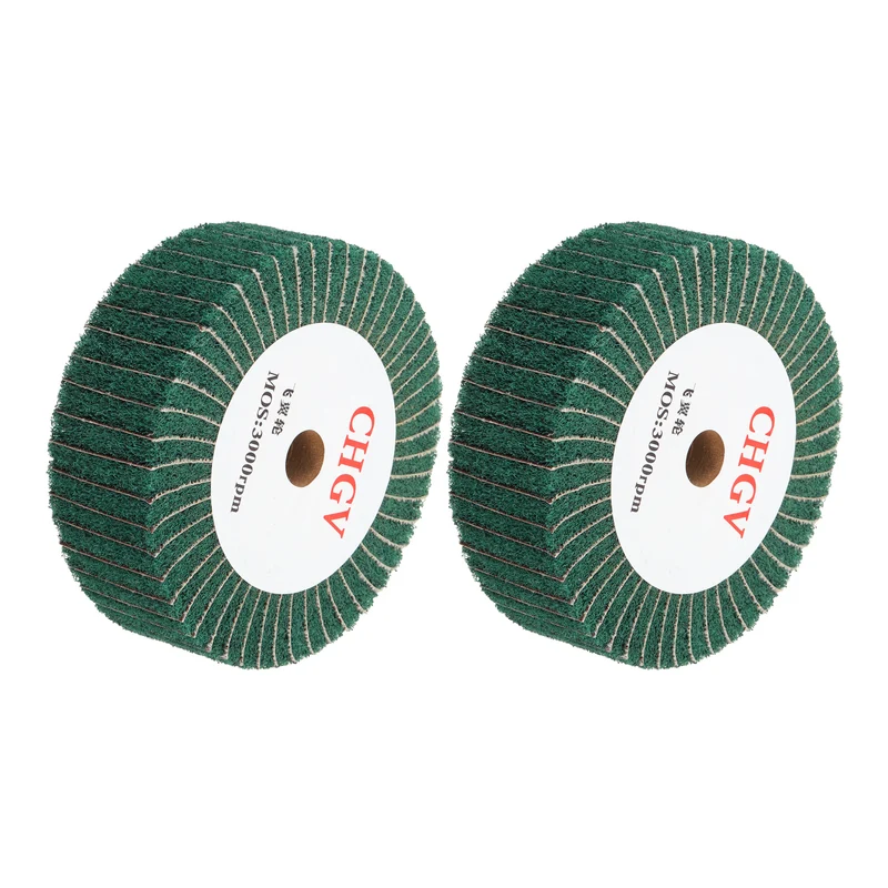 2pcs 150mmx50mm 180 Grit Abrasive Cloth Nylon Wire Drawing Polishing Wheel Green