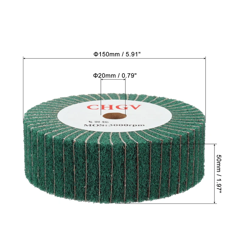 150mmx50mm 180 Grit Abrasive Cloth Nylon Wire Drawing Polishing Wheel Green