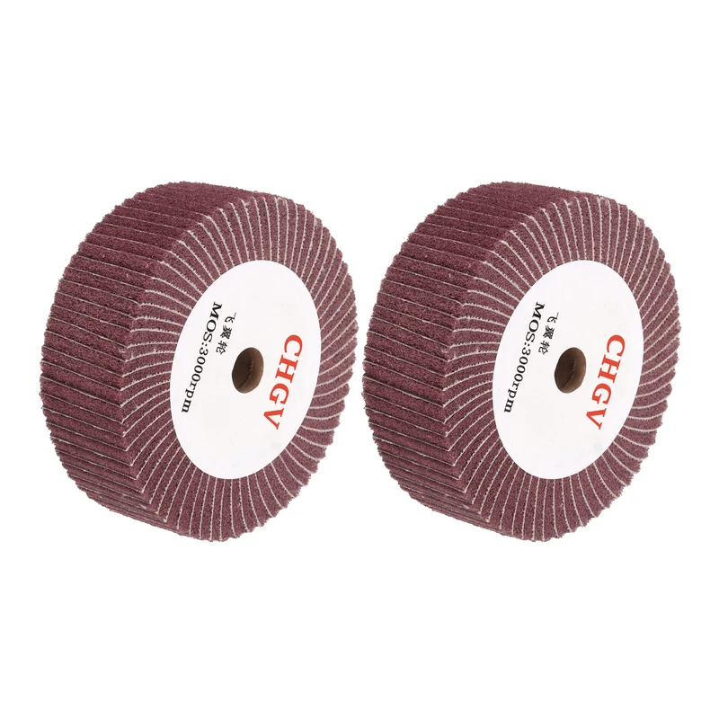 2pcs 150mmx50mm 320 Grit Abrasive Cloth Nylon Wire Drawing Polishing Wheel Red