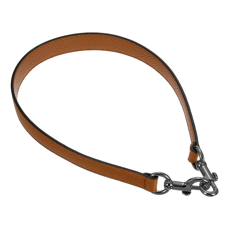 25.59 Inch PU Leather Short Bag Strap with Clasp, Brown, Grey Buckle
