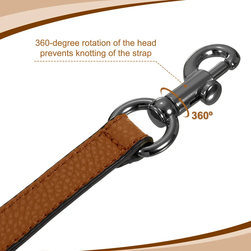 14.17 Inch PU Leather Short Bag Strap with Clasp, Brown, Grey Buckle