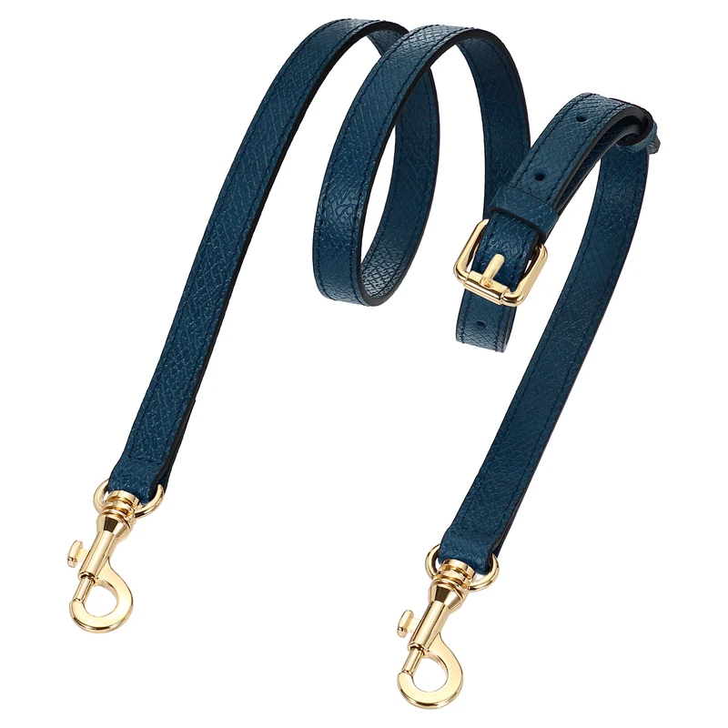 Leather Bag Strap, 37.4"-45.3" Crossbody Straps (Dark Blue, Gold Buckle)