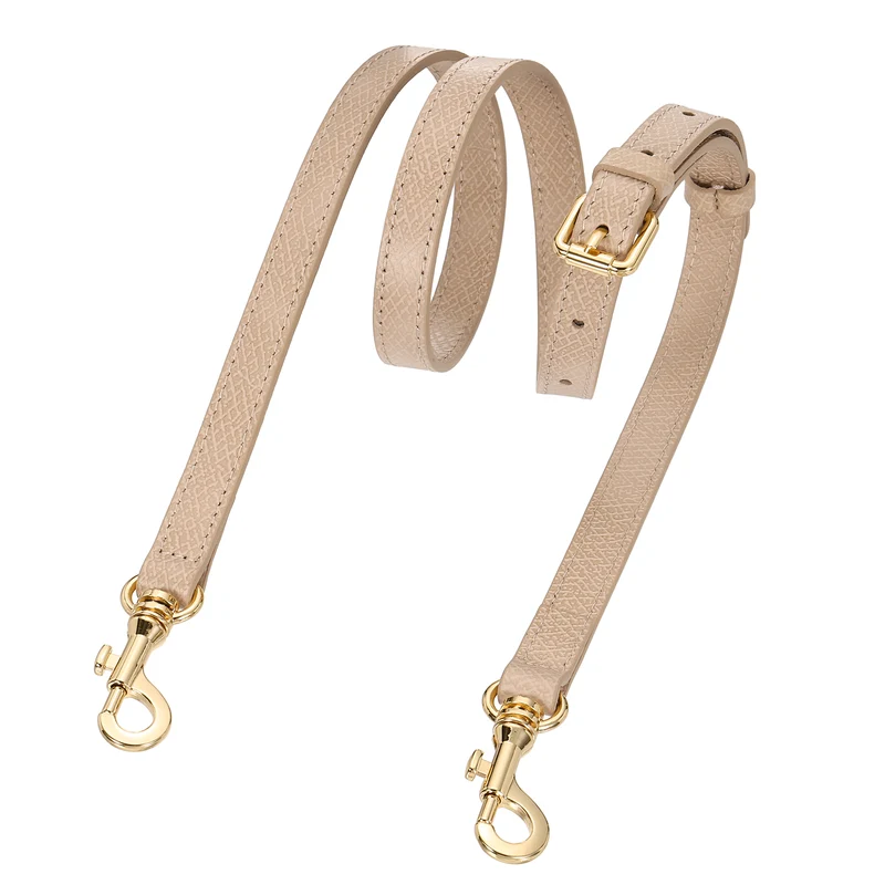 Leather Bag Strap, 37.4"-45.3" Crossbody Straps (Lotus Pink, Gold Buckle)