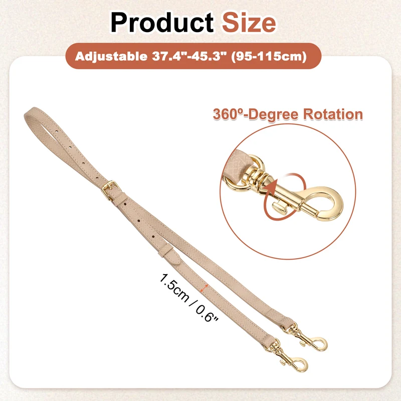 Leather Bag Strap, 37.4"-45.3" Crossbody Straps (Lotus Pink, Gold Buckle)