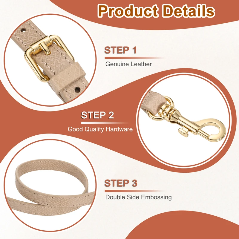 Leather Bag Strap, 37.4"-45.3" Crossbody Straps (Lotus Pink, Gold Buckle)