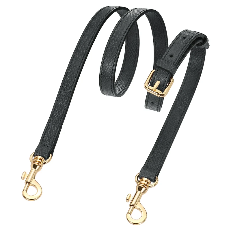 Leather Bag Strap, 37.4"-45.3" Crossbody Straps (Graphite Grey, Gold Buckle)