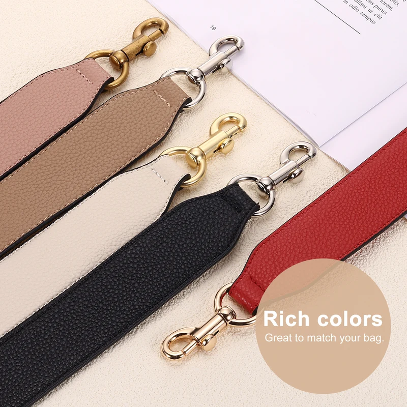 22.83" PU Leather Short Bag Strap with Clasp, Dark Khaki, Gold Buckle
