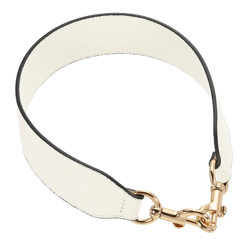 22.83" PU Leather Short Bag Strap with Clasp Beige Gold Buckle