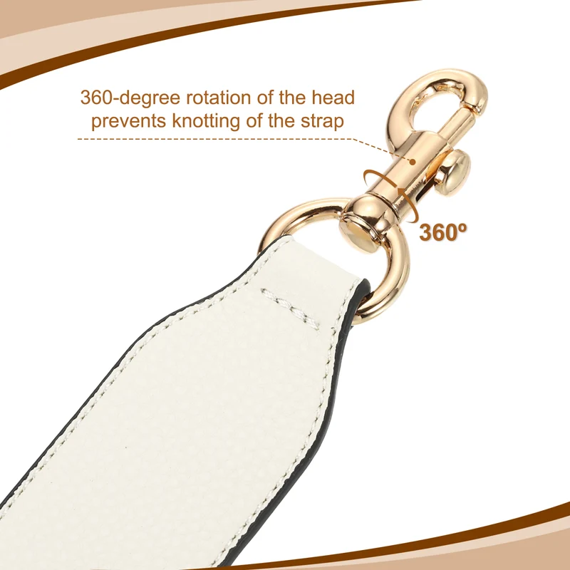 22.83" PU Leather Short Bag Strap with Clasp Beige Gold Buckle