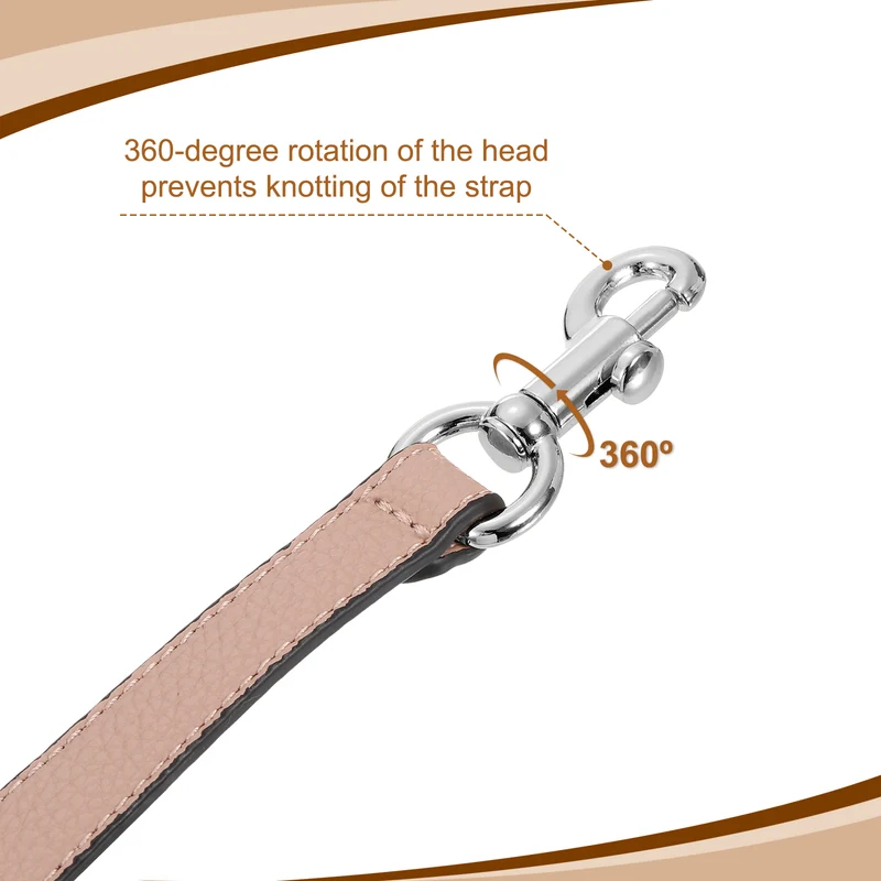 19.29 Inch PU Leather Short Bag Strap with Clasp, Pink, Silver Buckle