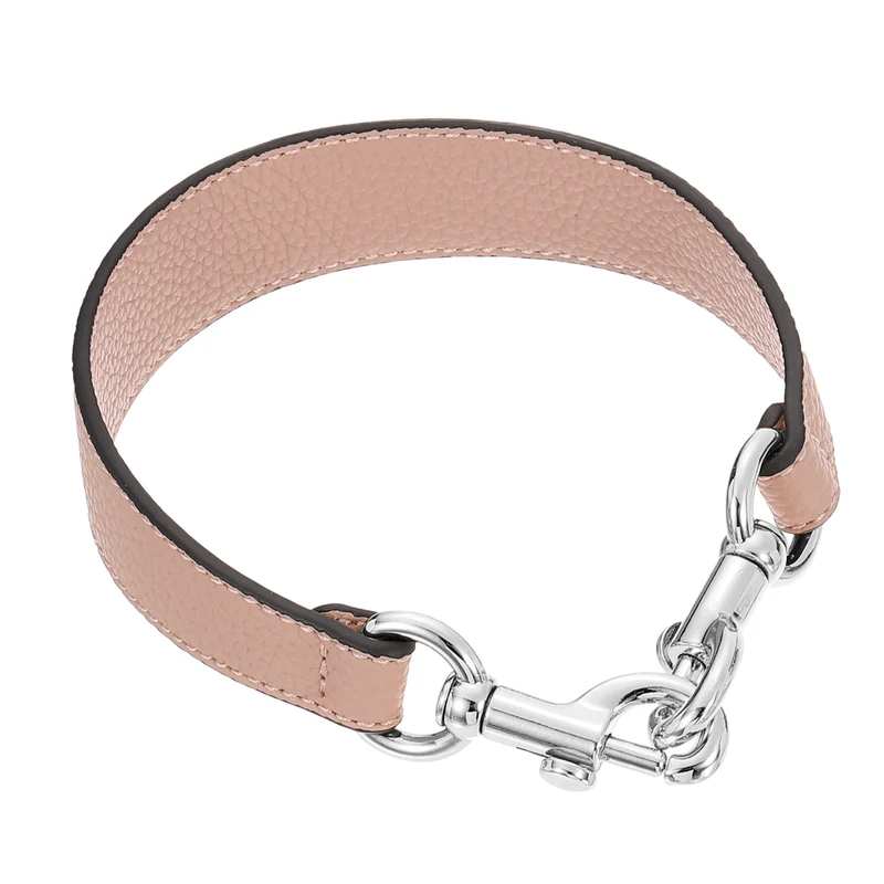 14.17 Inch PU Leather Short Bag Strap with Clasp, Pink, Silver Buckle