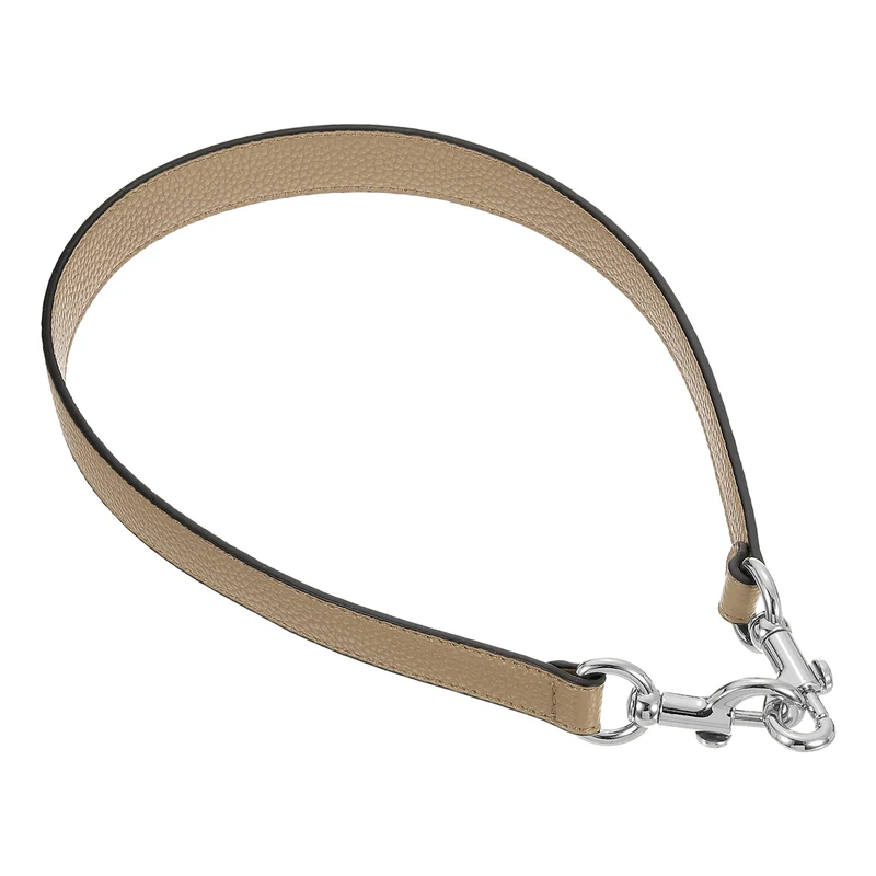 25.59 Inch PU Leather Short Bag Strap with Clasp, Tawny, Silver Buckle