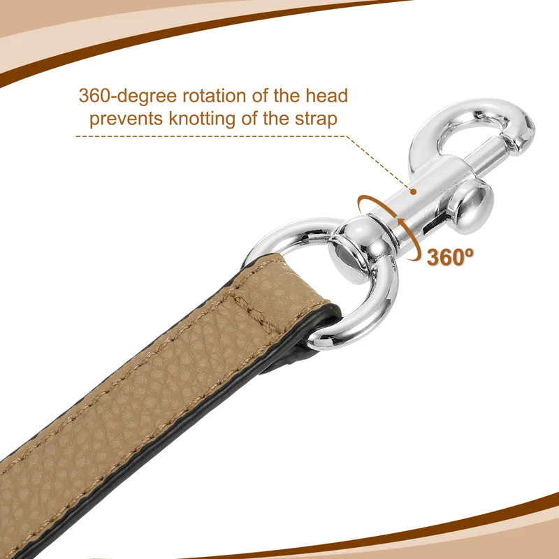 19.29 Inch PU Leather Short Bag Strap with Clasp, Tawny, Silver Buckle