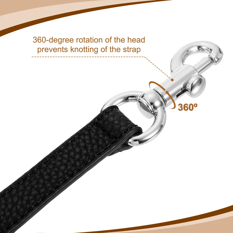 25.59 Inch PU Leather Short Bag Strap with Clasp Black Silver Buckle