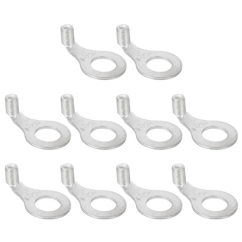 12 AWG - 1/4" Copper Wire Lugs, 90 Degree Bent Battery Lugs(Silver, 10Pcs)