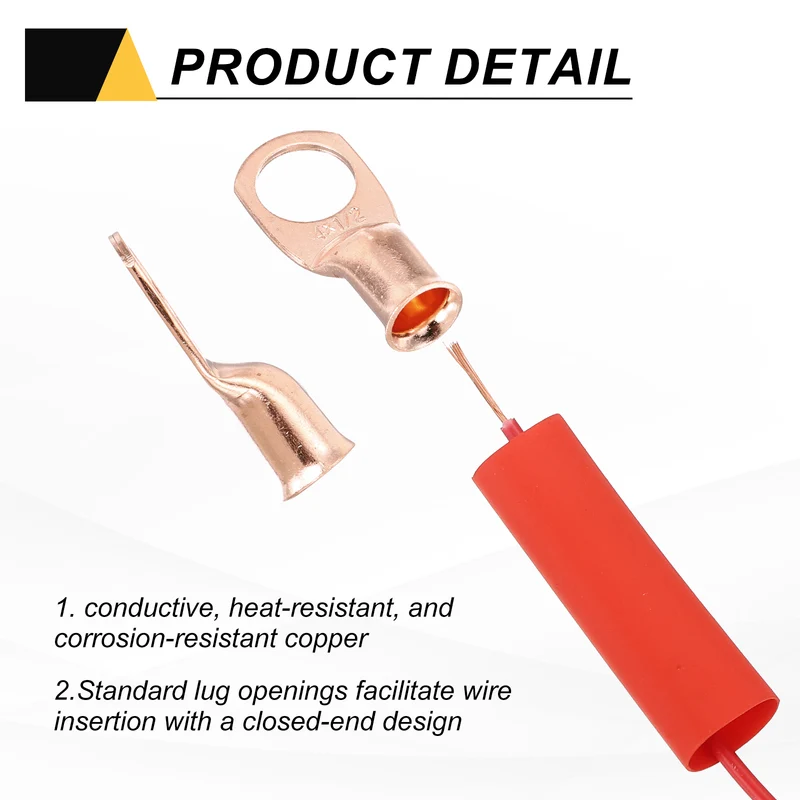 10 Pcs 1/2" Stud 4Awg Battery Cable End with 10 pcs 3:1 Heat Shrink