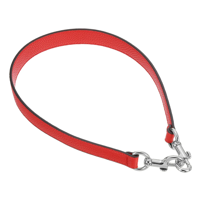 25.59 Inch PU Leather Short Bag Strap with Clasp, Red, Silver Buckle