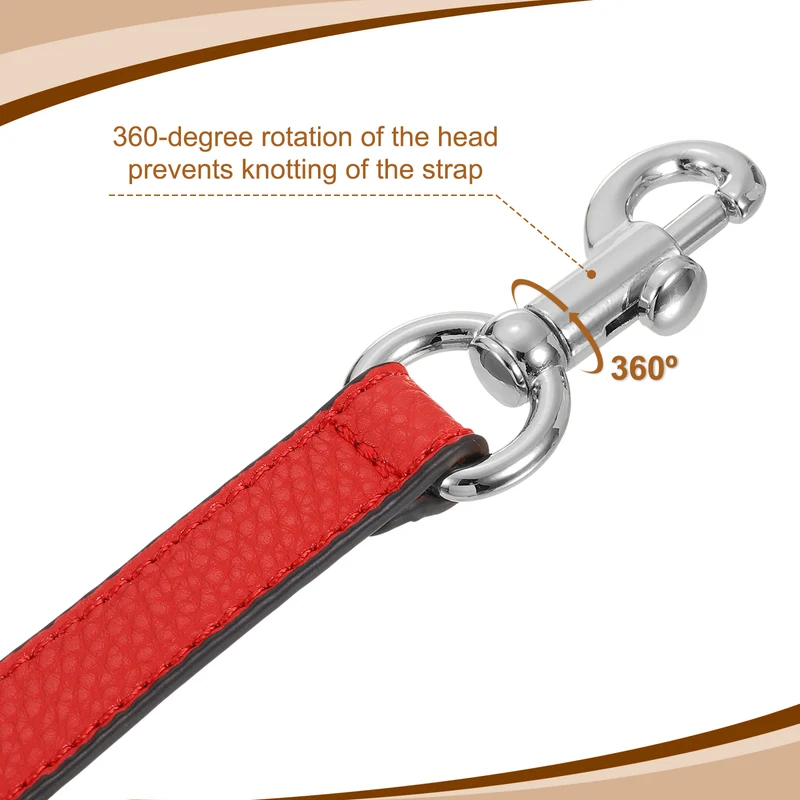 25.59 Inch PU Leather Short Bag Strap with Clasp, Red, Silver Buckle