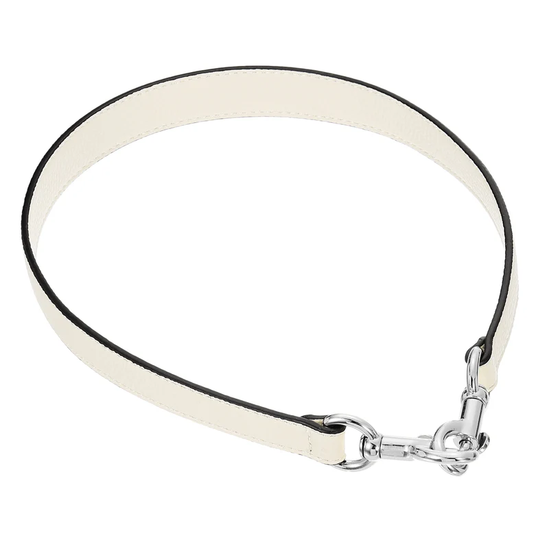 25.59 Inch PU Leather Short Bag Strap with Clasp Beige Silver Buckle