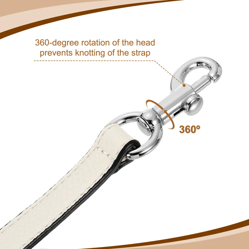 19.29 Inch PU Leather Short Bag Strap with Clasp Beige Silver Buckle