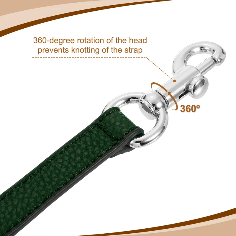 19.29 Inch PU Leather Short Bag Strap with Clasp, Dark Green, Silver Buckle
