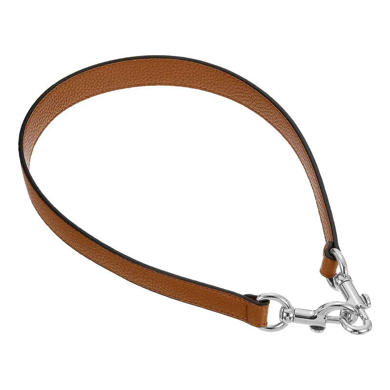25.59 Inch PU Leather Short Bag Strap with Clasp, Brown, Silver Buckle