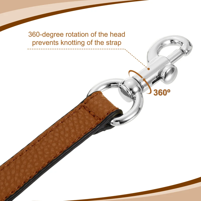 25.59 Inch PU Leather Short Bag Strap with Clasp, Brown, Silver Buckle