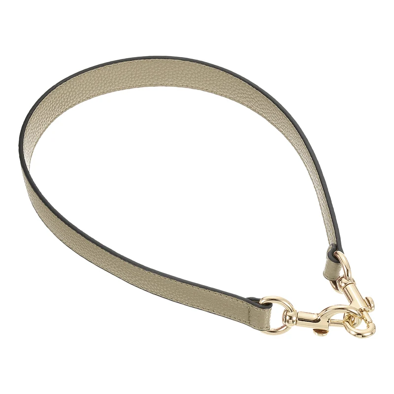 25.59 Inch PU Leather Short Bag Strap with Clasp, Khaki, Gold Buckle