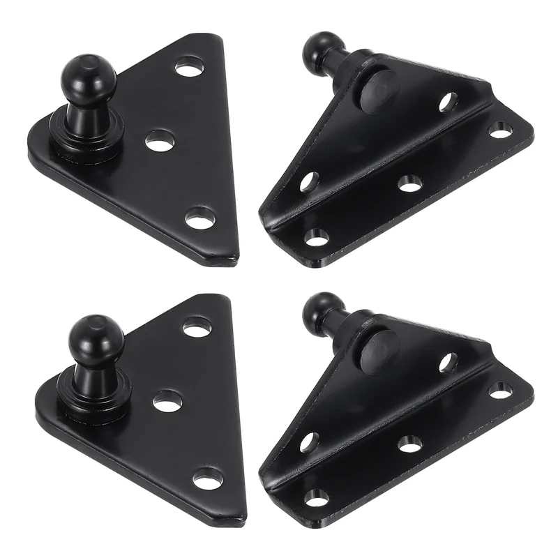 5.08mm Ball Stud Mounting Bracket, Steel Gas Strut Mount Universal Spring Lift Strut with L-Type and Flat-Type Mounts for Gas Shock Spring Strut Lift Support Prop,2 Set Black